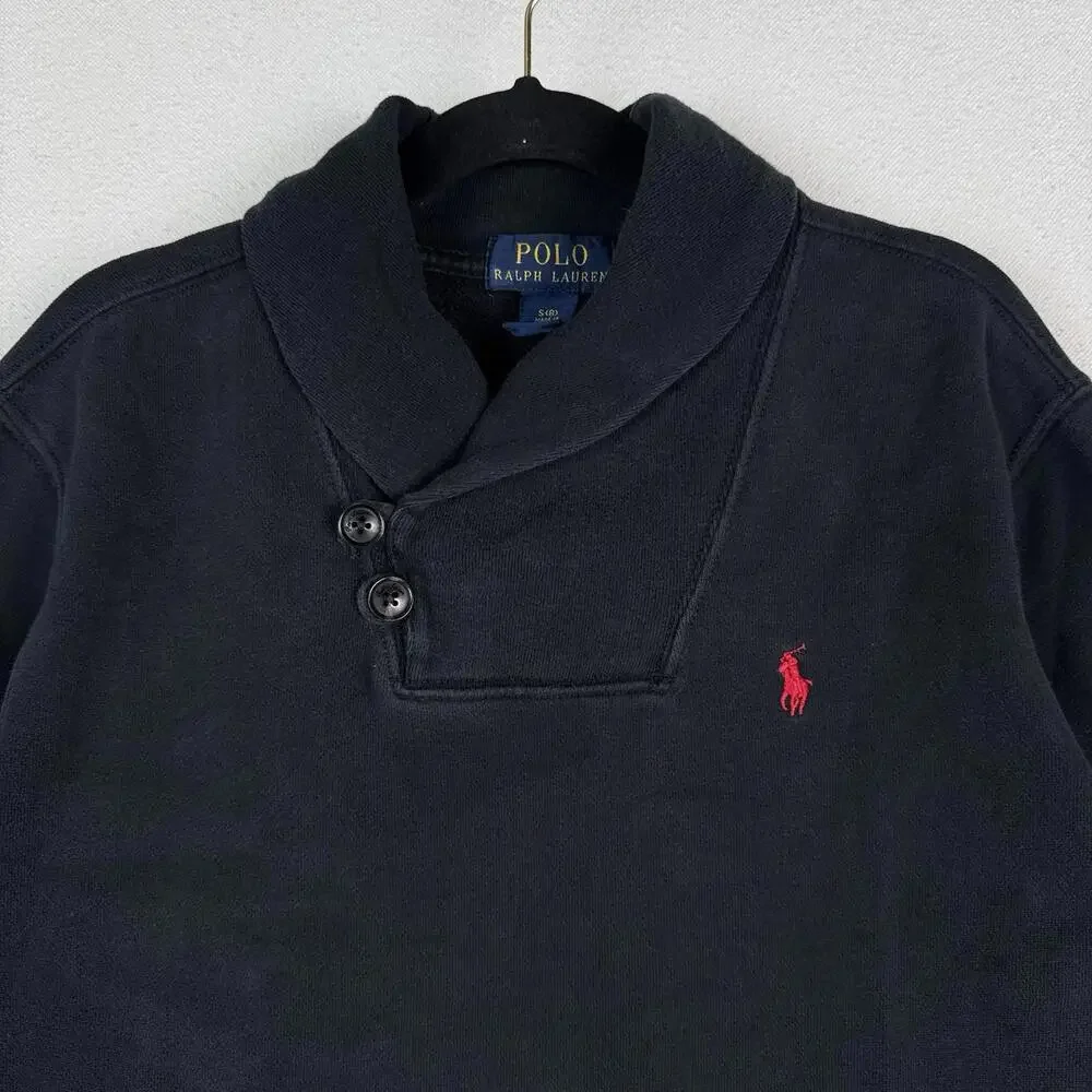 Vintage‎ Polo Ralph Lauren Boys Shawl Collar Sweater Small Size 8 Black Lux Soft